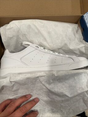 K-Swiss All-White Leather Low-Top Sneakers